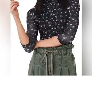 Free People Black and White Floral Top